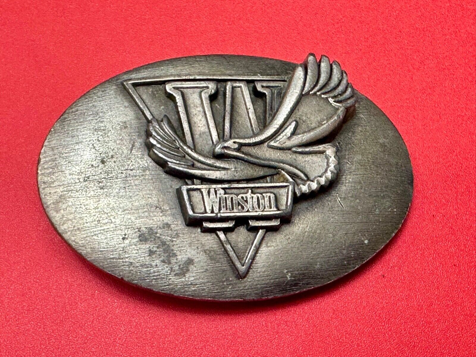 **WINSTON** CIGARETTES TOBACCO ADVERTISING VINTAGE 1970s PEWTER BELT BUCKLE