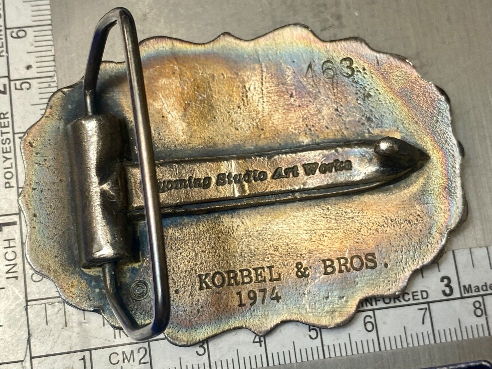 vintage Korbel Fine California champagne belt buckle by Wyoming Studio Art