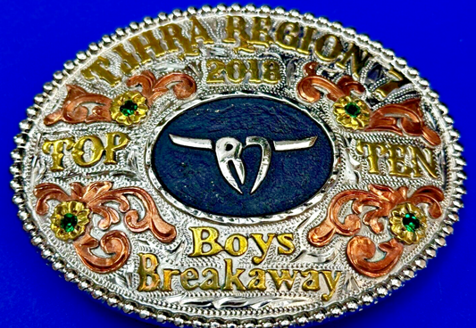 TJHRA Region 7 Top Ten Boys Breakaway Rodeo Tres Rios Trophy Belt Buckle