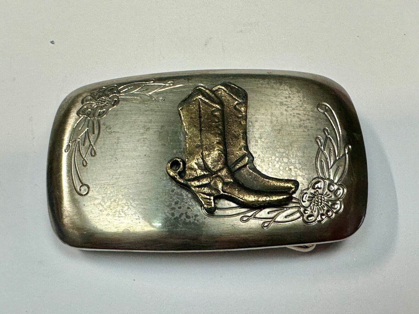 USA made Vintage Cowboy Boots - Western two tone belt buckle