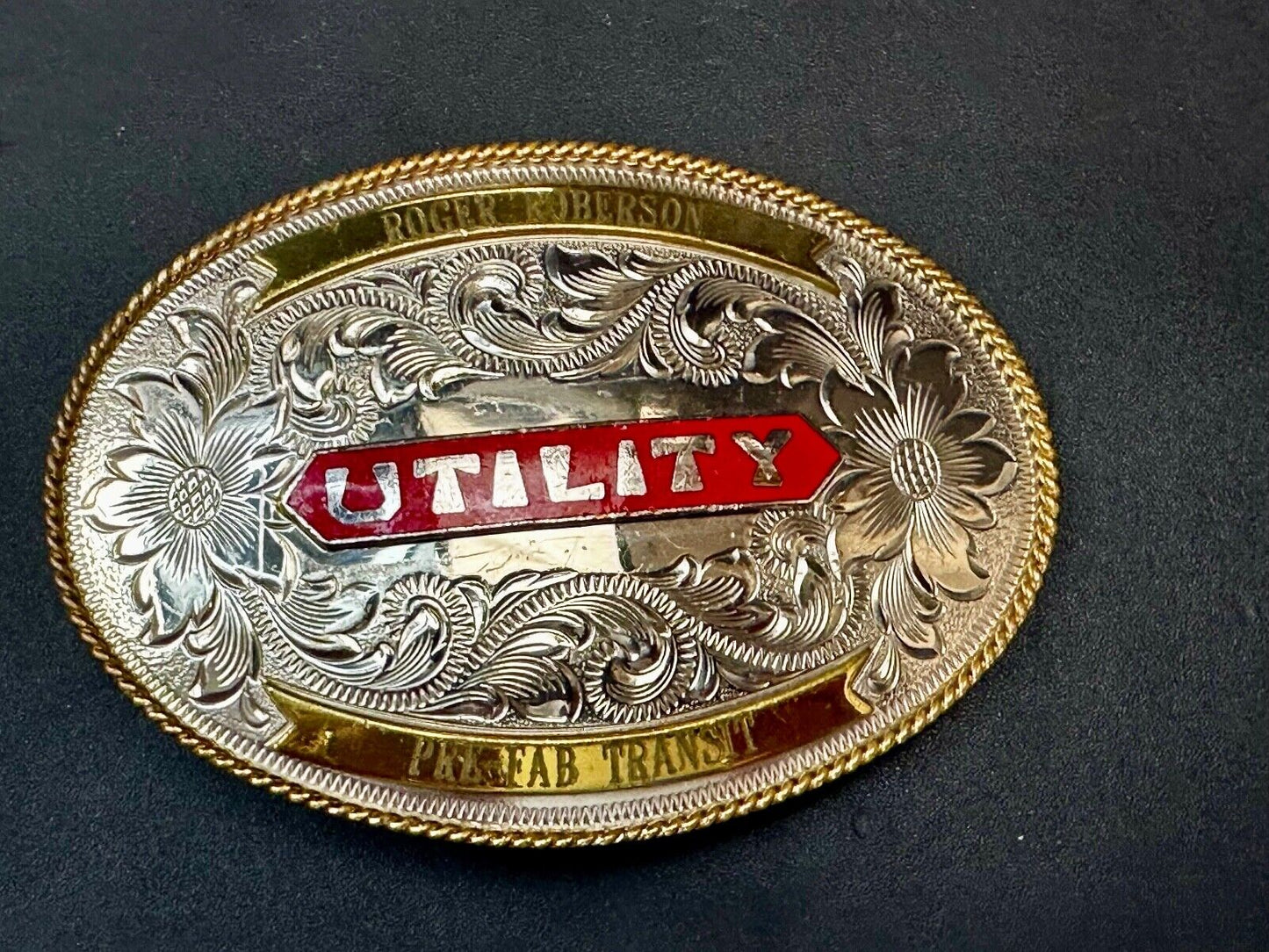 Utility Western Trophy Style Pre Fab Transit Tonkin  German Silver Belt Buckle