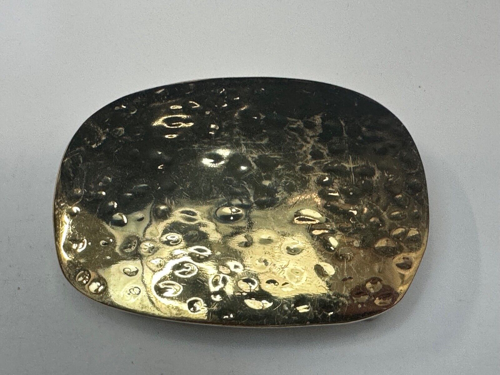 Vintage Hammered Brass Tone artisan Belt Buckle