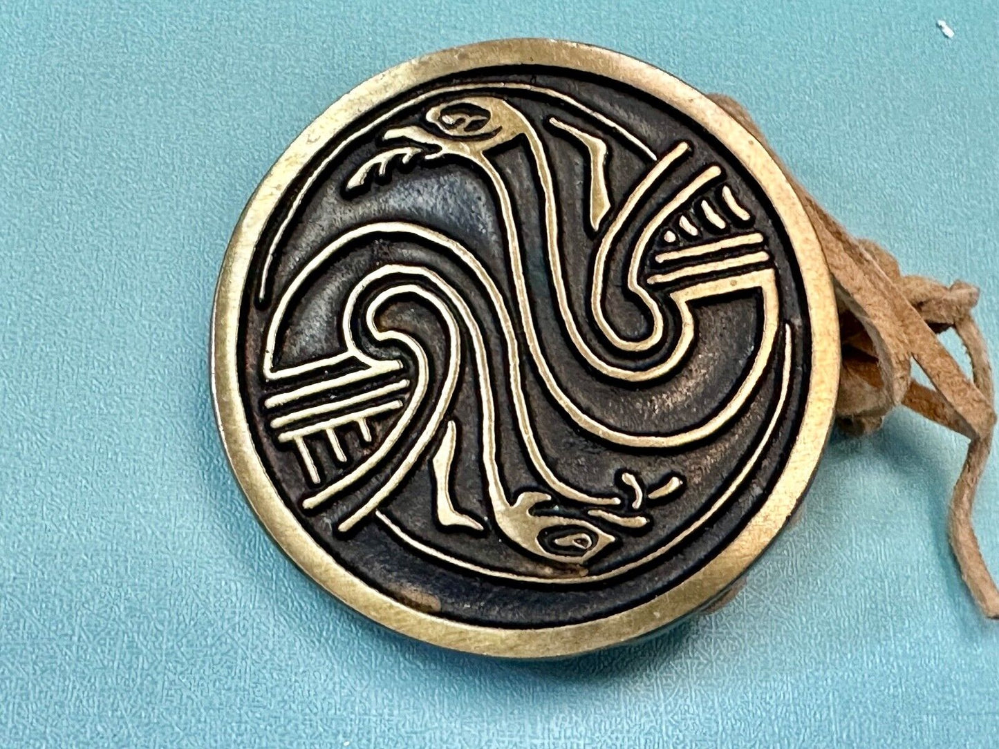 Two Snakes.,   Round Hippy Vibe Vintage Sandcast Rainbow Medals Belt Buckle