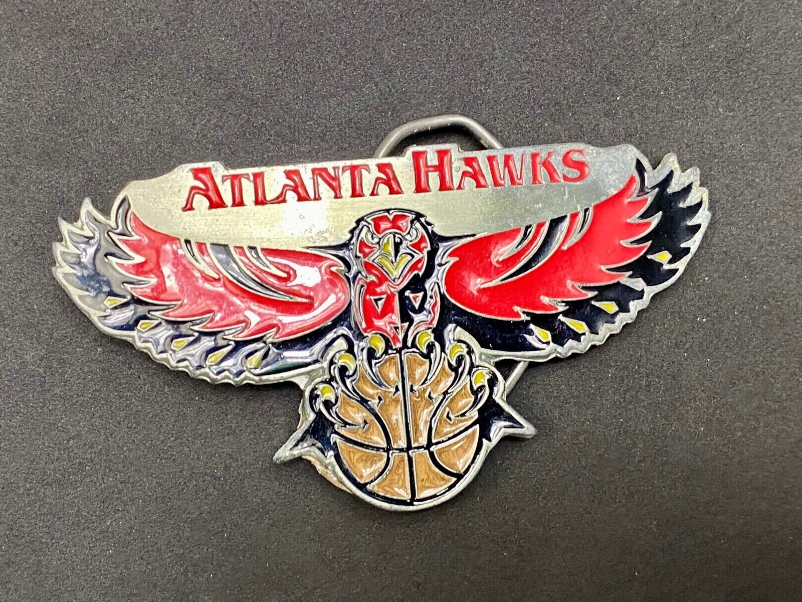 ATLANTA HAWKS LOGO CUT OUT NBA basketball FAN! BELT BUCKLE - some damage 