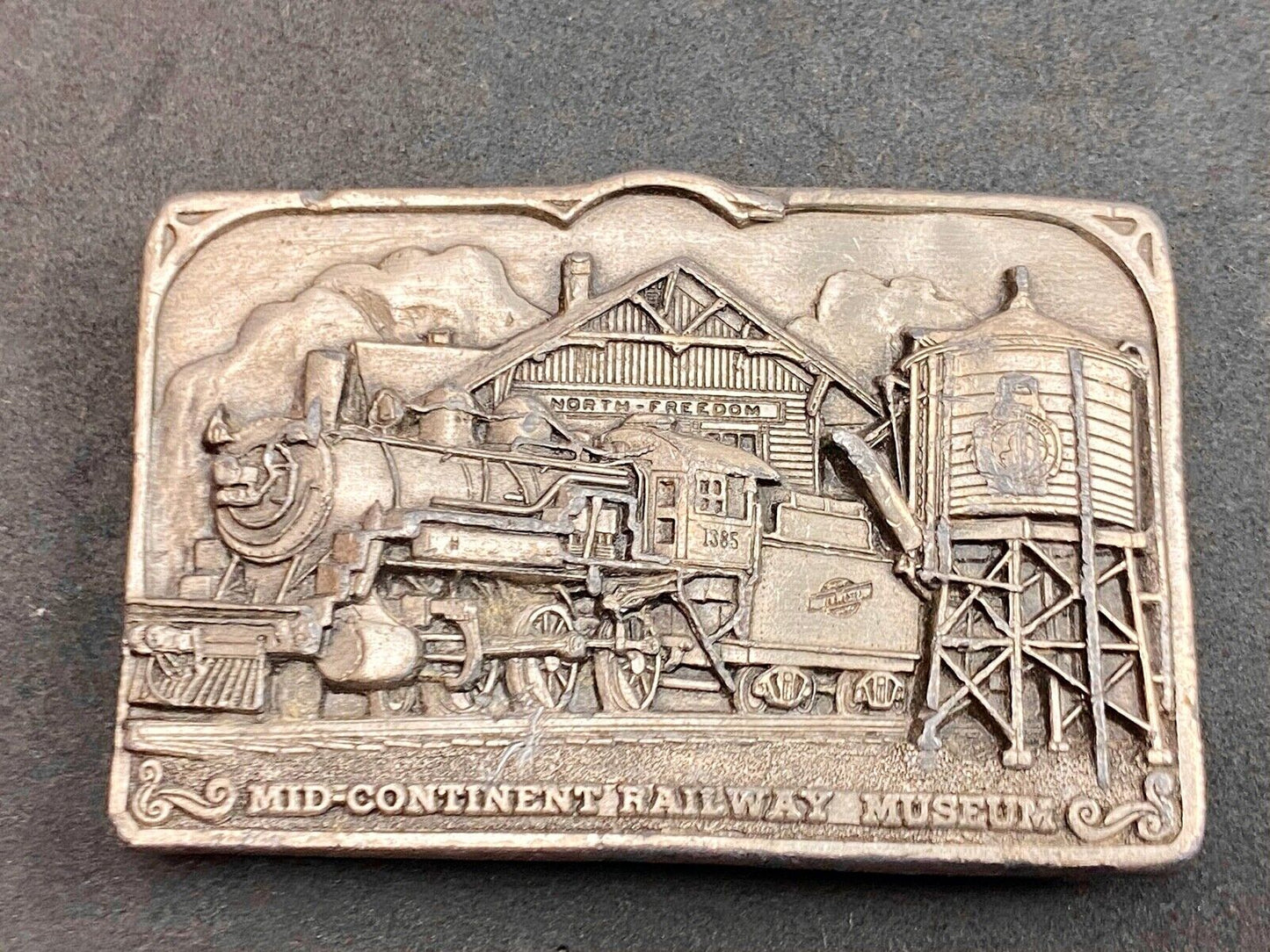 1980’s Mid Century Railroad Museum Steam Locomotive Train Belt Buckle 