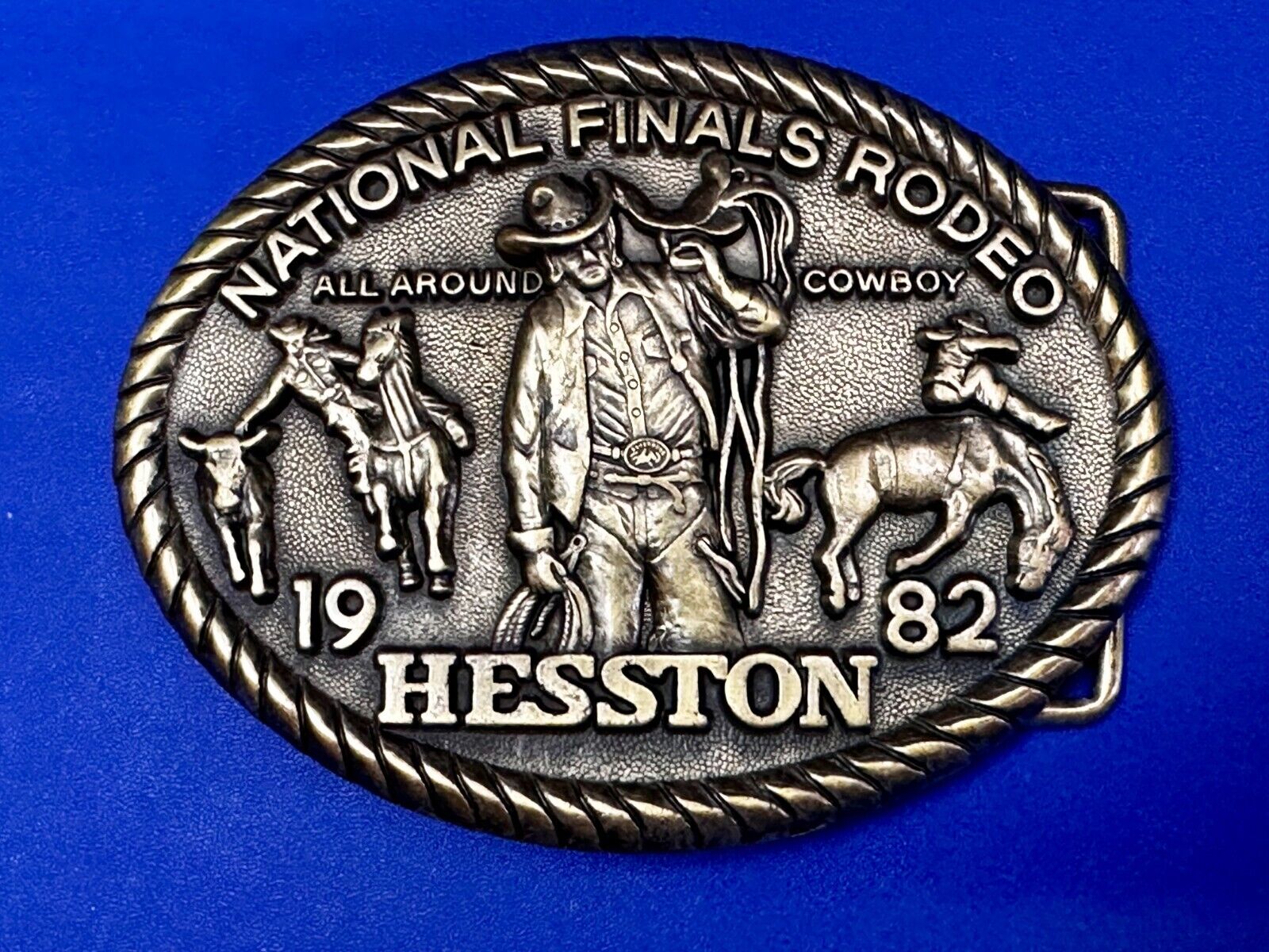 1982 Hesston NFR National Finals Rodeo Cowboys Western Belt Buckle