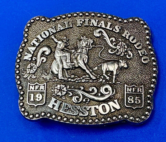 1985 NFR YOUTH SIZE `Rodeo Vintage Hesston Belt Buckle Steer Wrestling