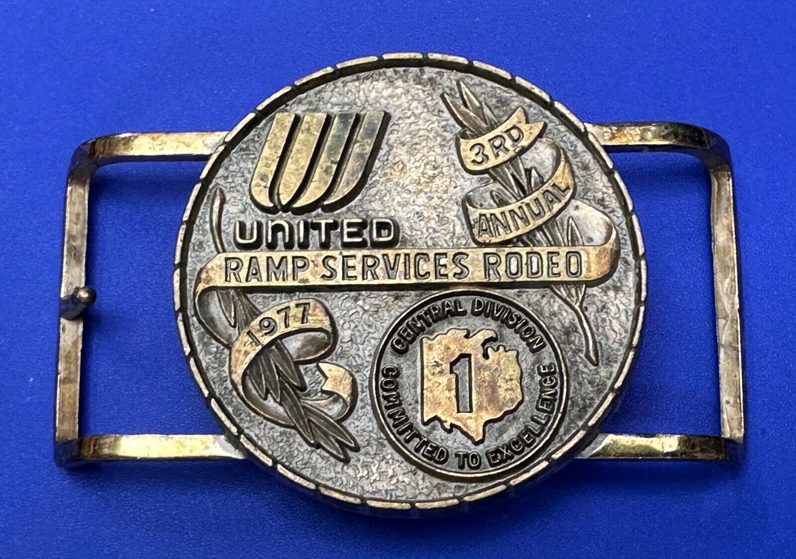 United Airlines Ramp Services Rodeo Central Division 3rd Annual 1977 Belt Buckle