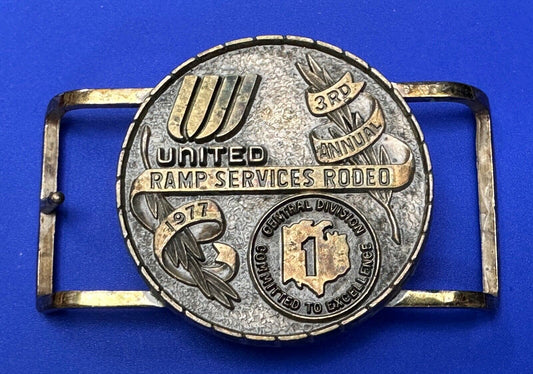 United Airlines Ramp Services Rodeo Central Division 3rd Annual 1977 Belt Buckle