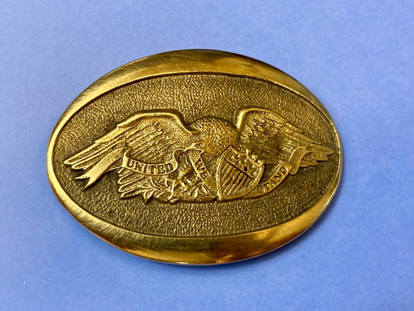 United we Stand - Patriotic American Eagle Solid brass Heritage Mint belt buckle