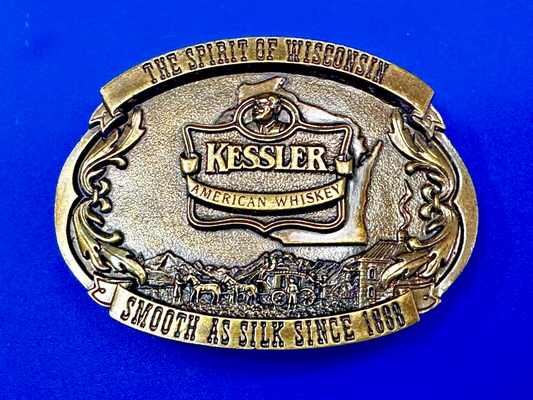 The Spirit of Wisconsin - KESSLER  American Whiskey Belt Buckle Smooth As Silk