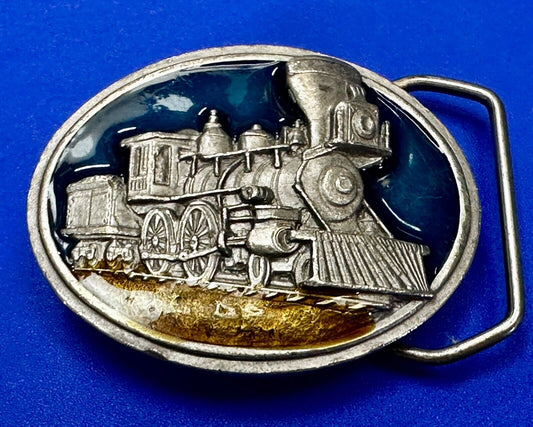 Train Steam Engine Coming Around the Mountain 1984 L-143 Bergamot Belt Buckle