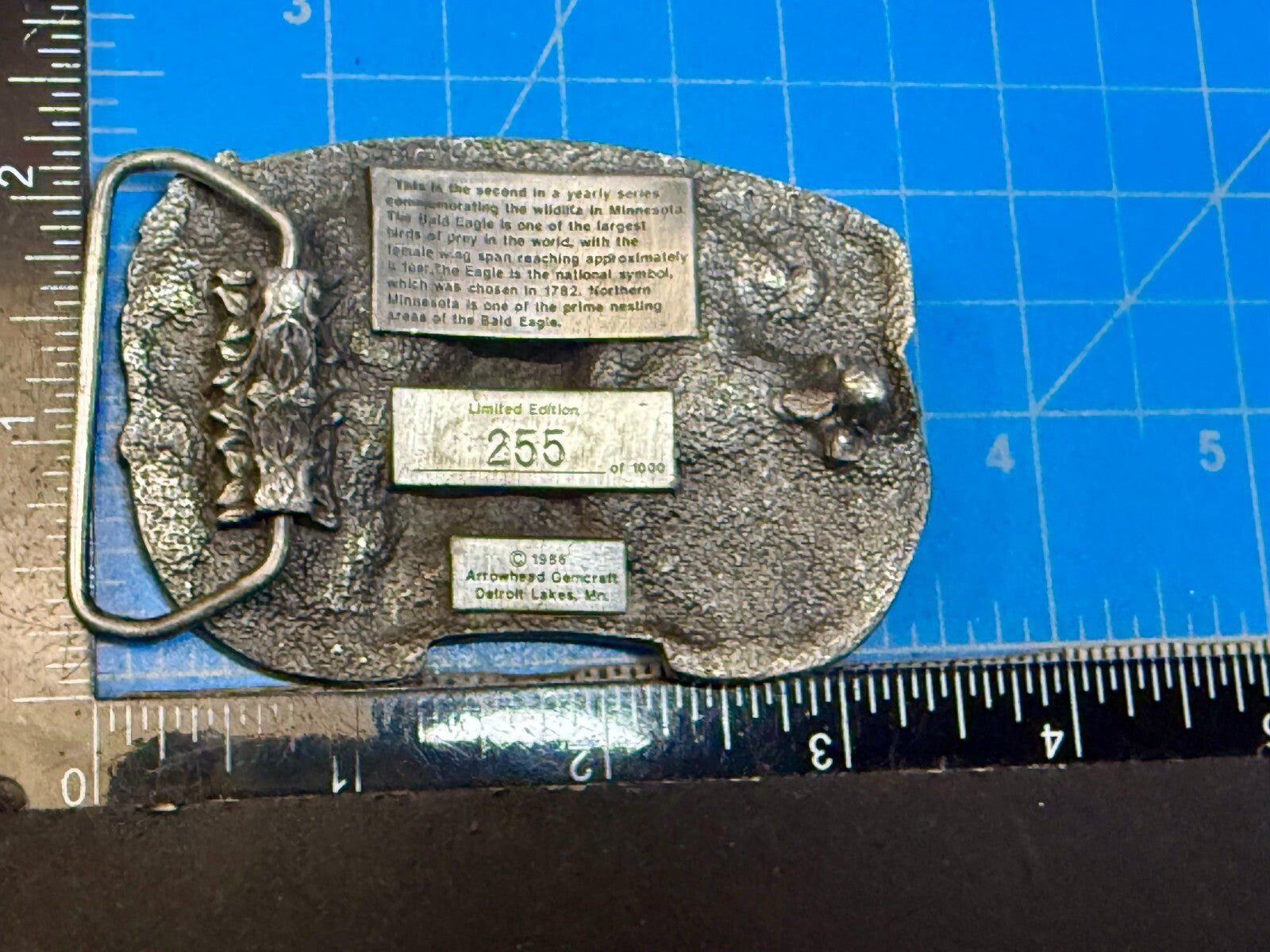 The Bald Eagle Minnesota Wildlife Commemorative 1986 Arrowhead Belt Buckle