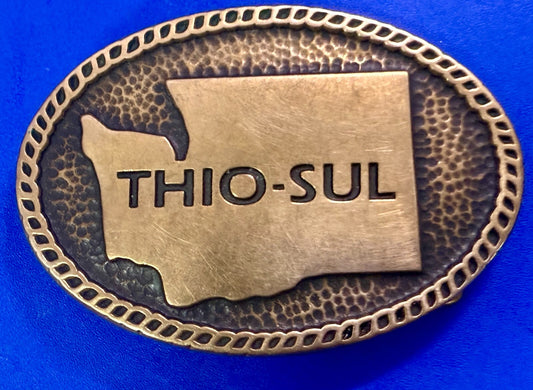 THIO-SUL Fertilizer Advertising Vintage 1983 Solid Brass Anacortes Belt Buckle
