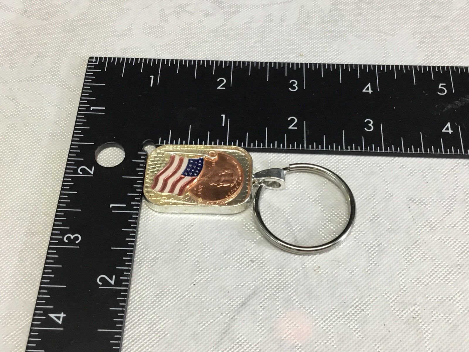 2014 penny - American flag under casing  - United States custom KEYCHAIN  