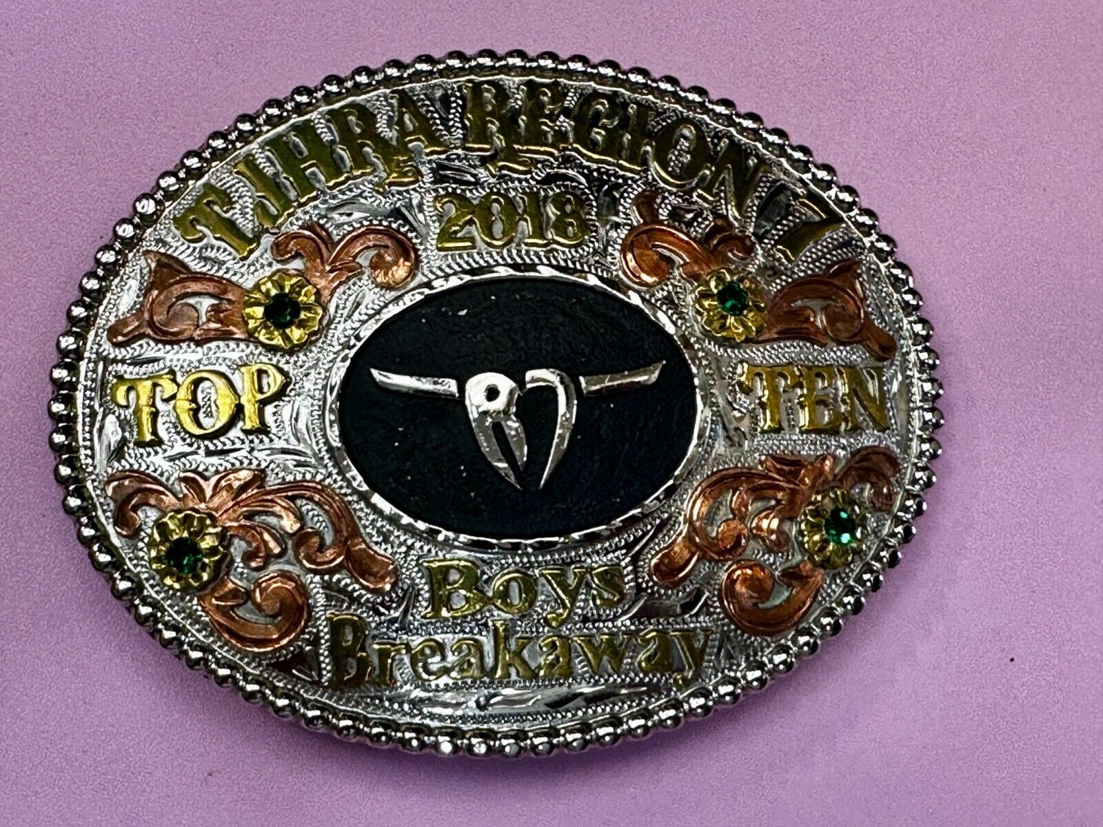 TJHRA Region 7 Top Ten Boys Breakaway Rodeo Tres Rios Trophy Belt Buckle