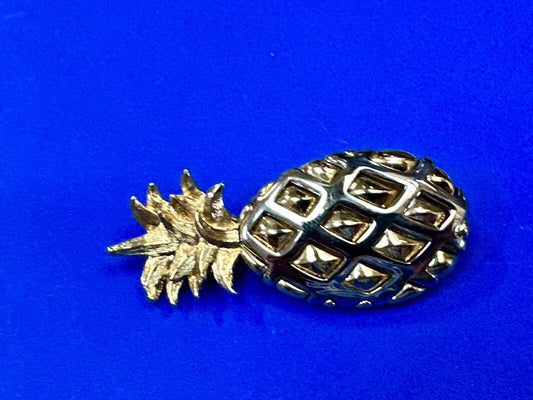 Vintage Jewelry Signed LC Silver & Gold Tone Pineapple