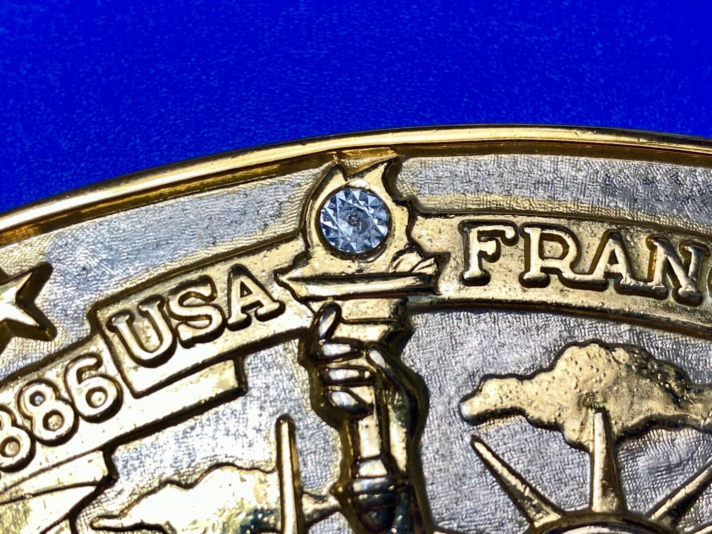 USA and France 100 year 1986 celebration Lady Liberty Hammond Mint belt buckle
