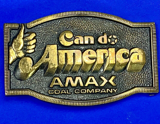 Amax Coal Surface Mining Miner Mine Can Do America Vintage Bts Belt Buckle