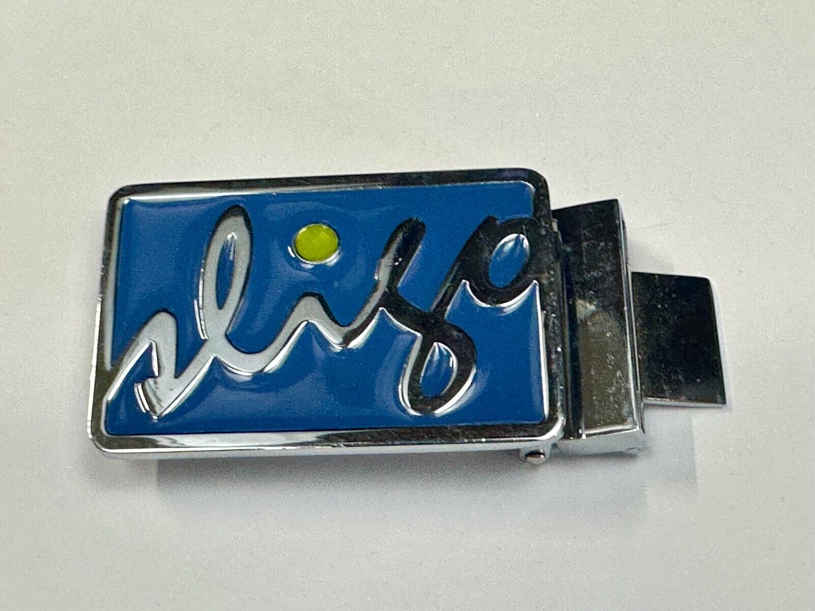 unknown to me!   Sligo Sugowear blue colored emblem or logo belt buckle