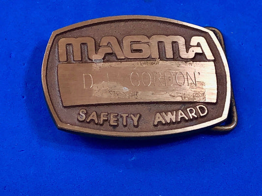 Vintage magma Company Corporate employee safety award Belt Buckle