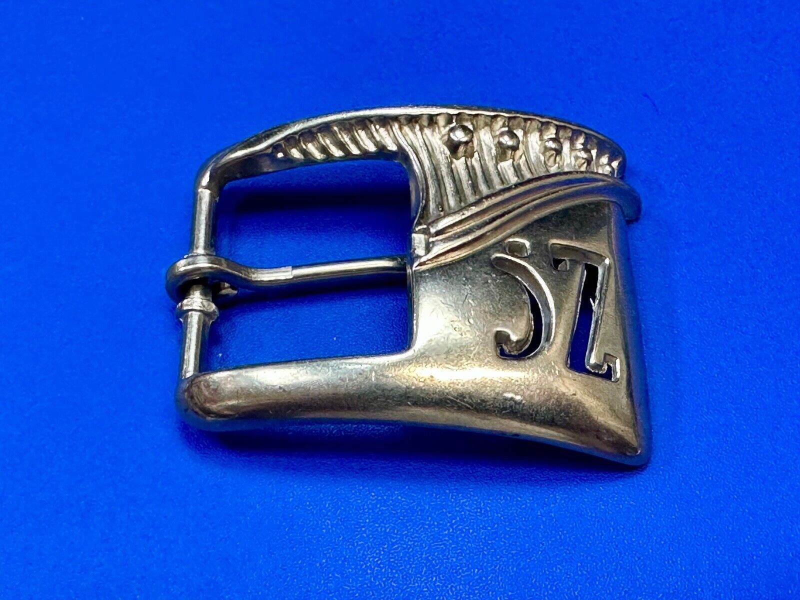 Vintage Letters Initials SZ silver tone cutout belt buckle