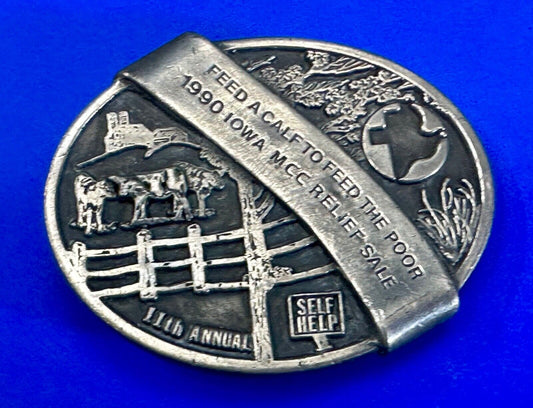 1990 Iowa MCC rebuff sale- Feed Calf to feed the poor belt buckle