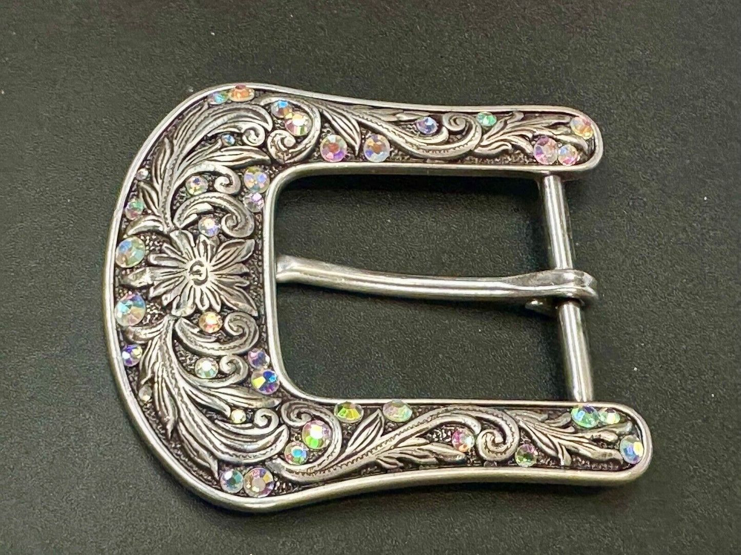 Ariat signed western ornate ranger silver tone belt buckle with Rhinestone's