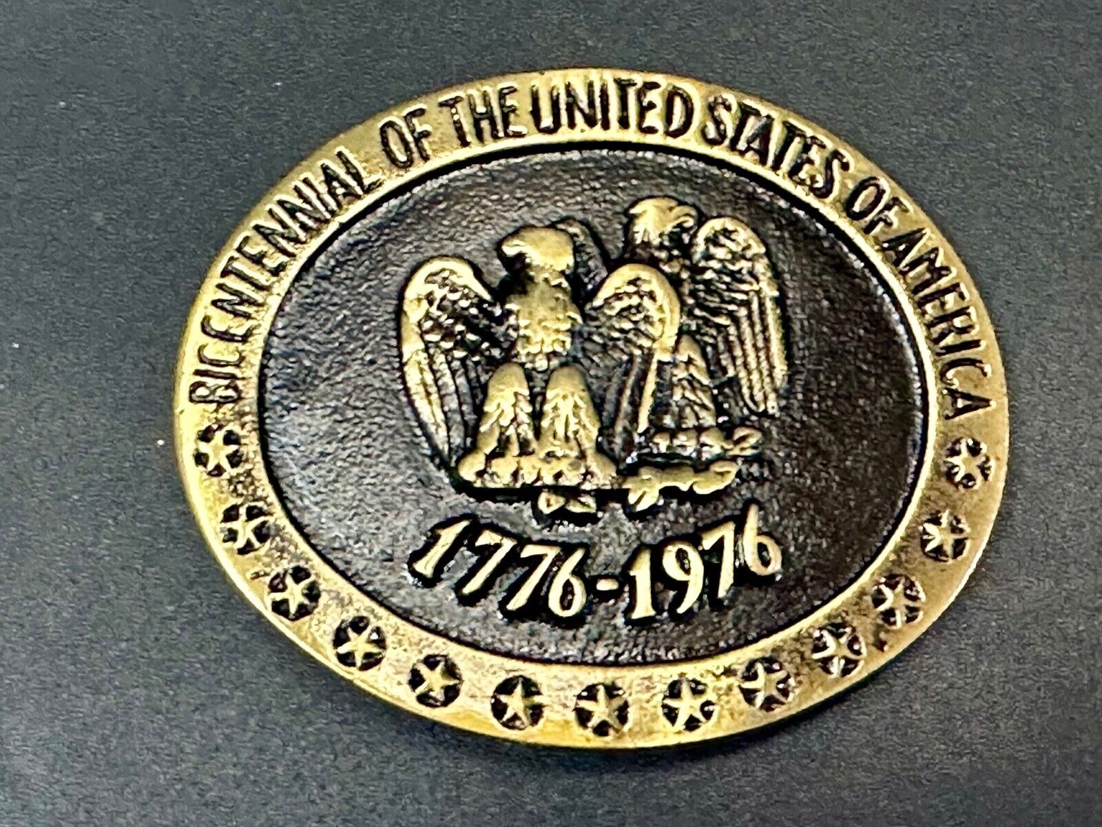United States of American bicentennial Patriotic Eagle solid brass belt buckle