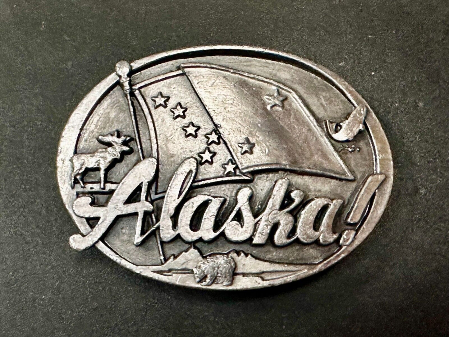 Alaska Flag Commemorative The Great Land Last Frontier State 1980's Belt Buckle