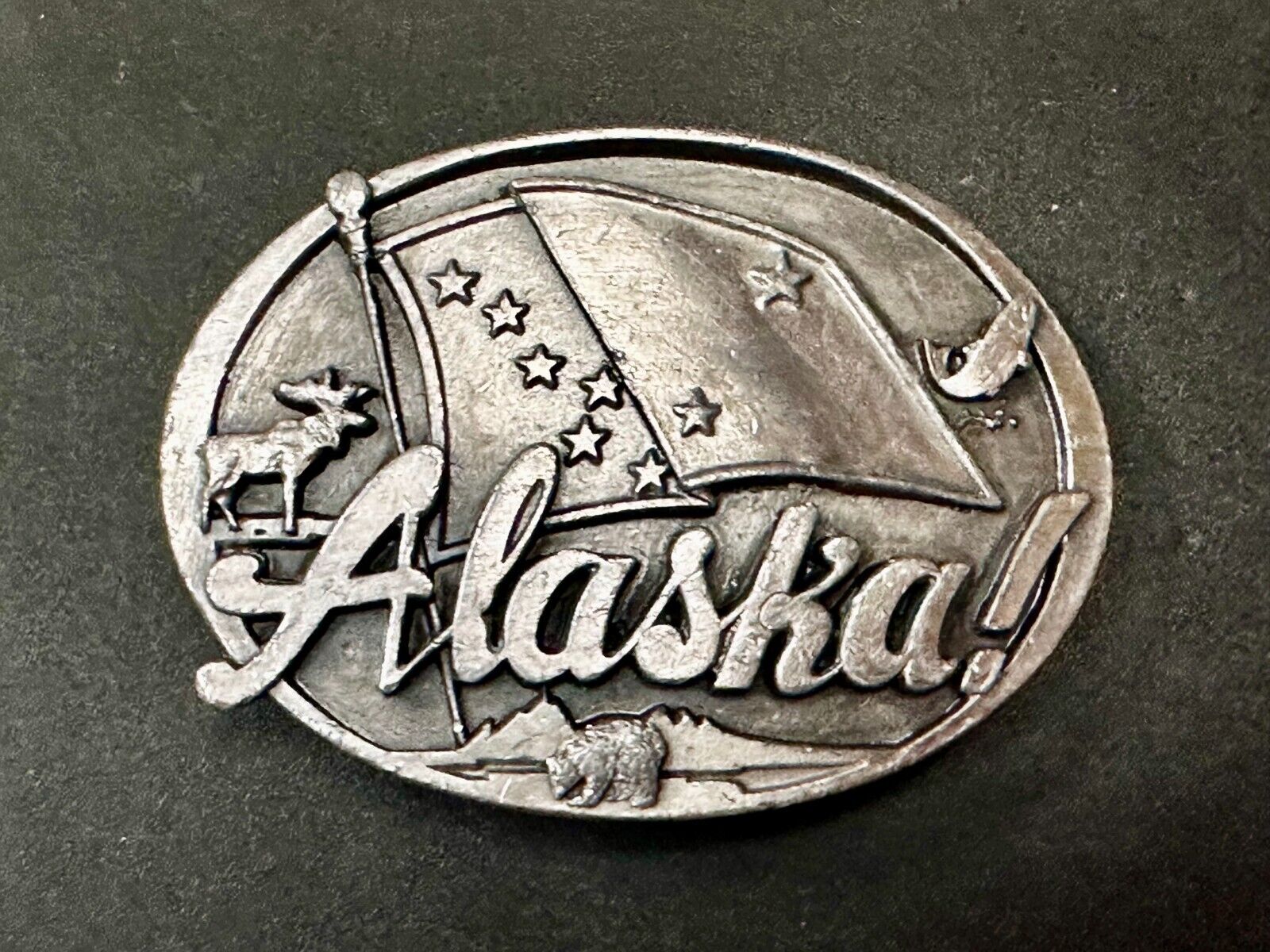 Alaska Flag Commemorative The Great Land Last Frontier State 1980's Belt Buckle