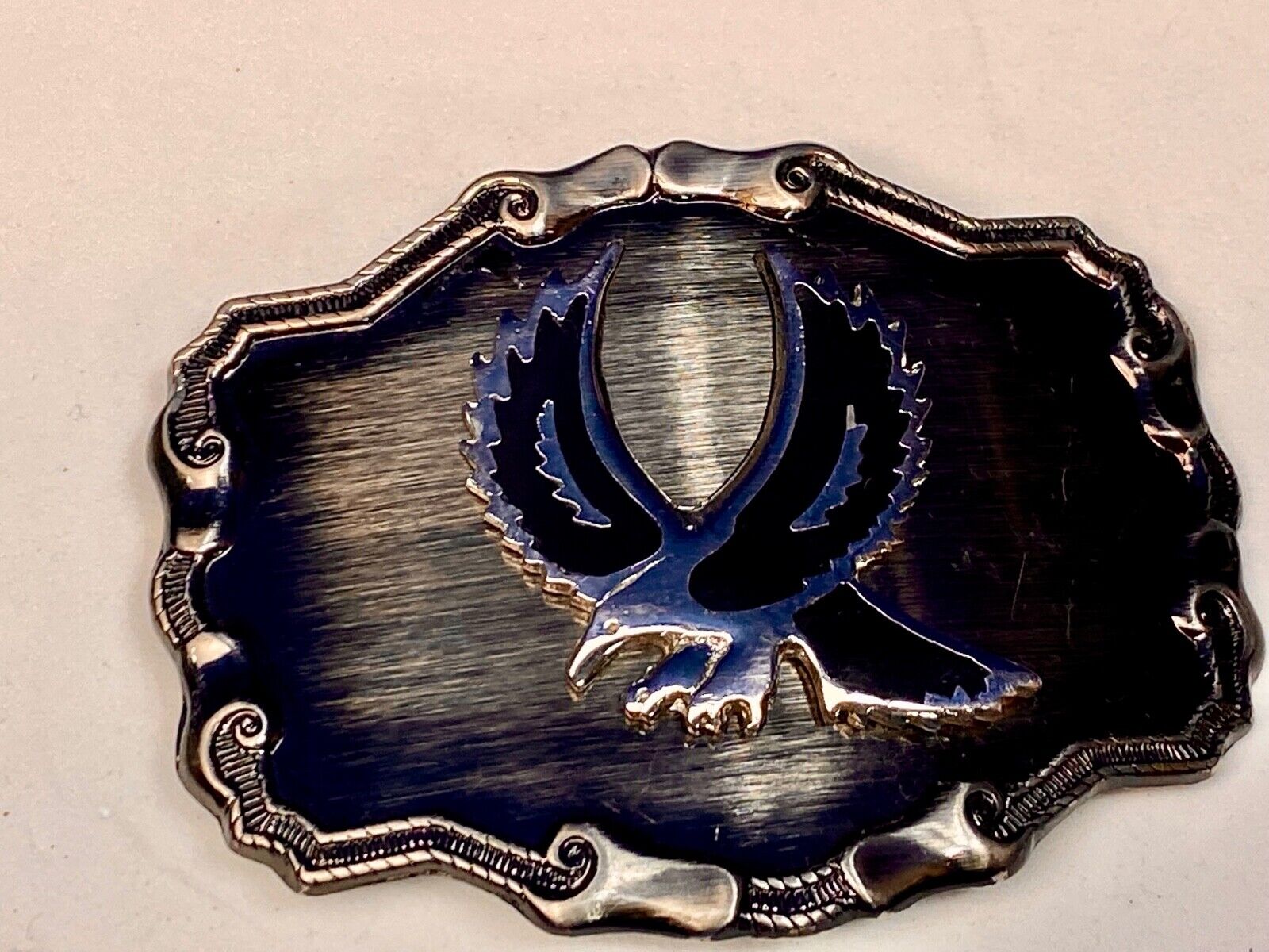 VIntage EAGLE enamel filled western framed belt buckle 