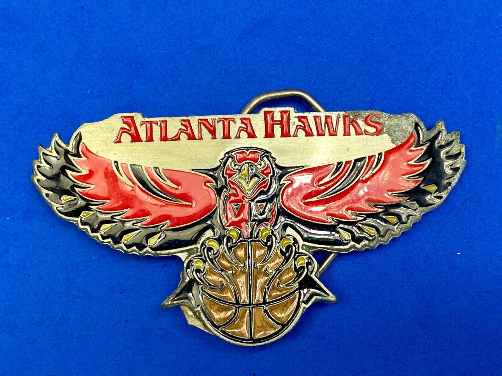 ATLANTA HAWKS LOGO CUT OUT NBA basketball FAN! BELT BUCKLE - some damage 