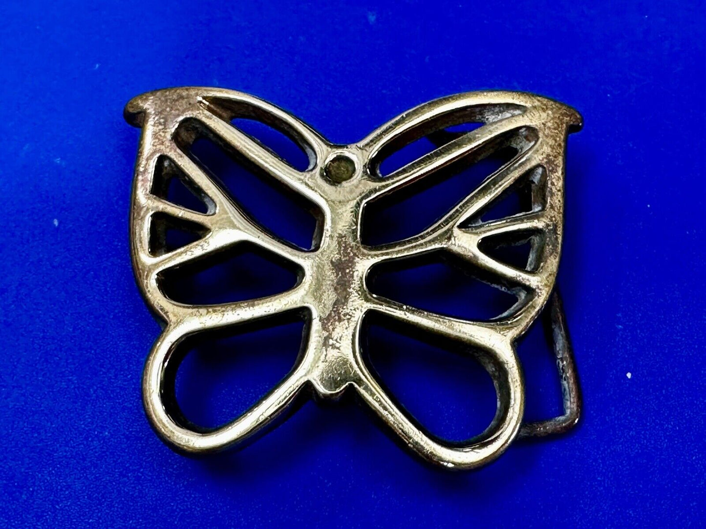 70s Butterfly Bug Insect Girl Kid Hippie Boho Animal Art Brass Vtg. Belt Buckle
