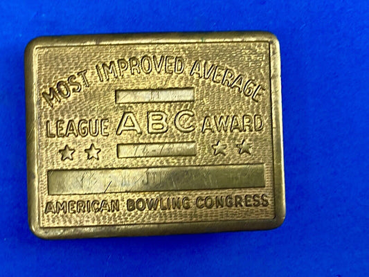 ABC Bowling Most Improved Average Vintage Belt Buckle American Bowling Congress 