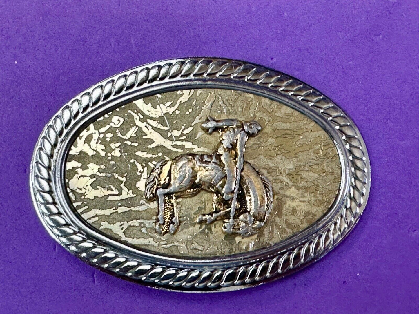 Vintage Cowboy Saddle Bronc western belt buckle  - made in Japan
