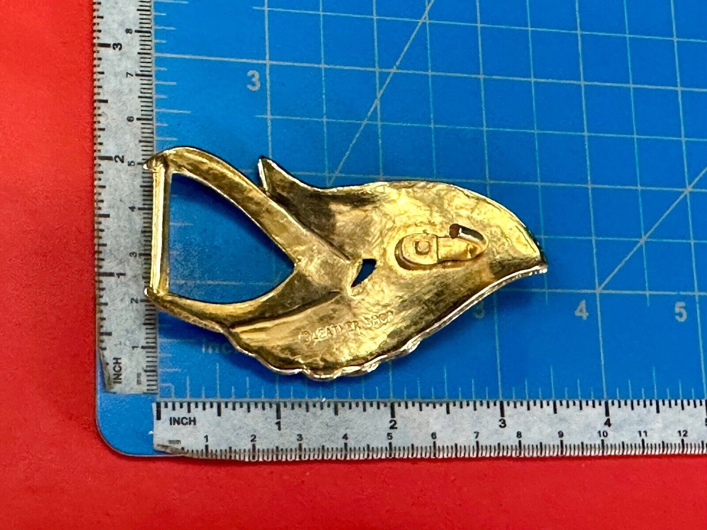 Abstract Art - Wings  gold tone belt buckle signed Leather shop