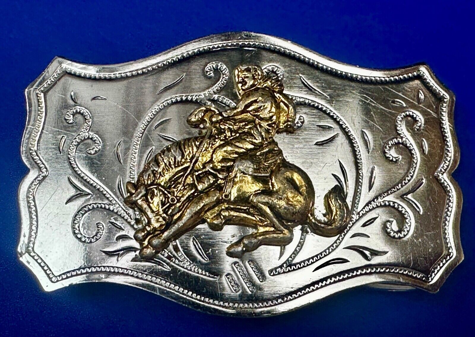 Vintage Cowboy Saddle Bronc western belt buckle Made in Japan