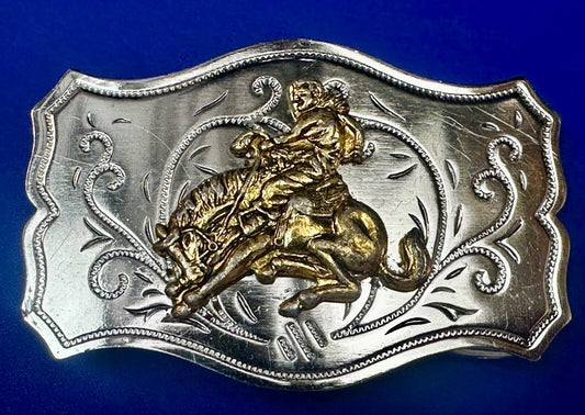 Vintage Cowboy Saddle Bronc western belt buckle Made in Japan