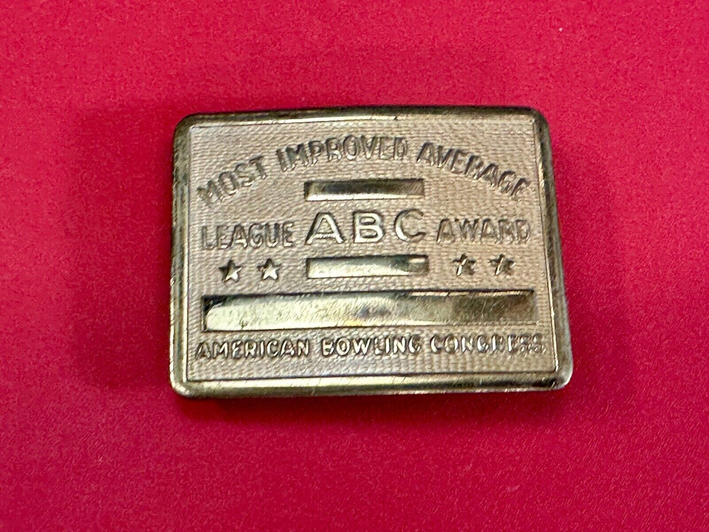 ABC Bowling League Award - NOT engraved most improved trophy NOS belt buckle