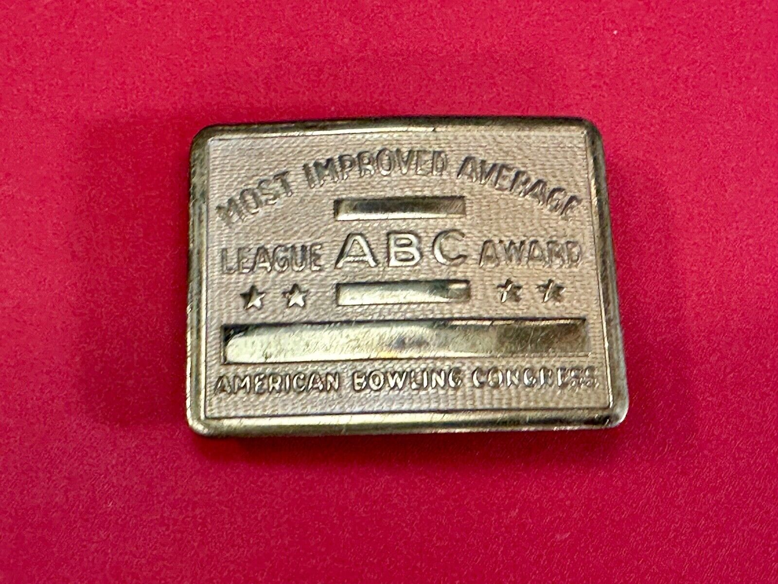 ABC Bowling League Award - NOT engraved most improved trophy NOS belt buckle