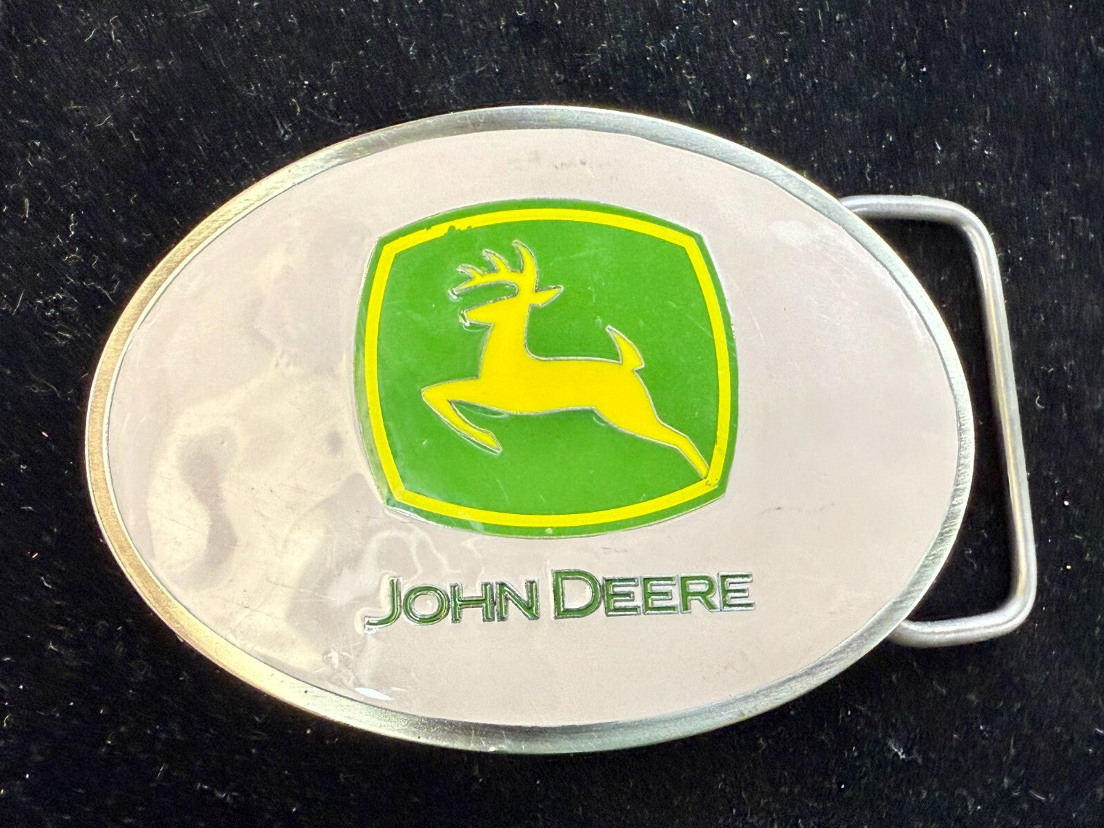 Vintage John Deere Pink Girlie Jumping Deer Logo Farm Tractors Belt Buckle