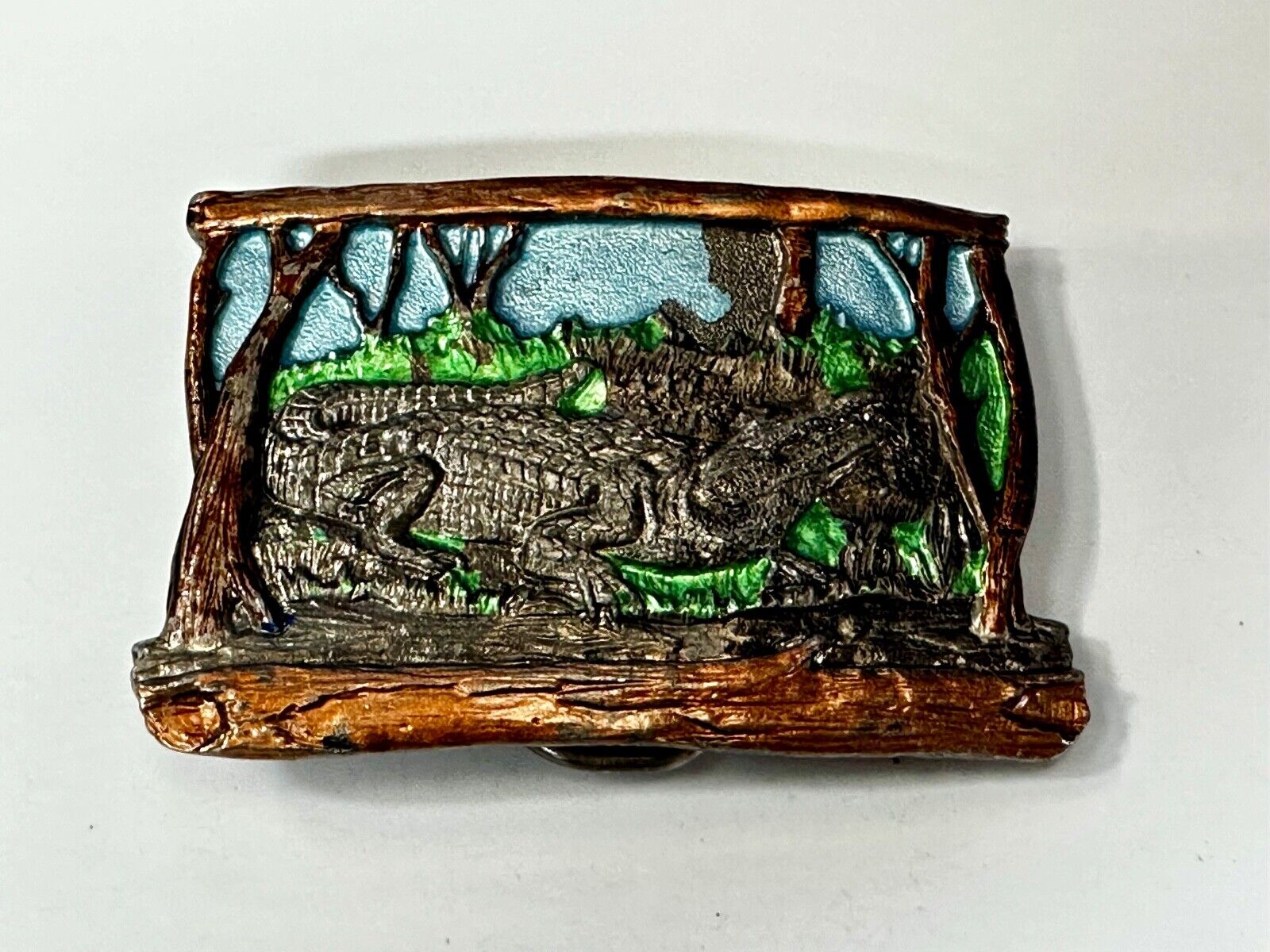 Alligator Crocodile Reptile Wildlife VTG 1988 Belt Buckle The Great American Co.