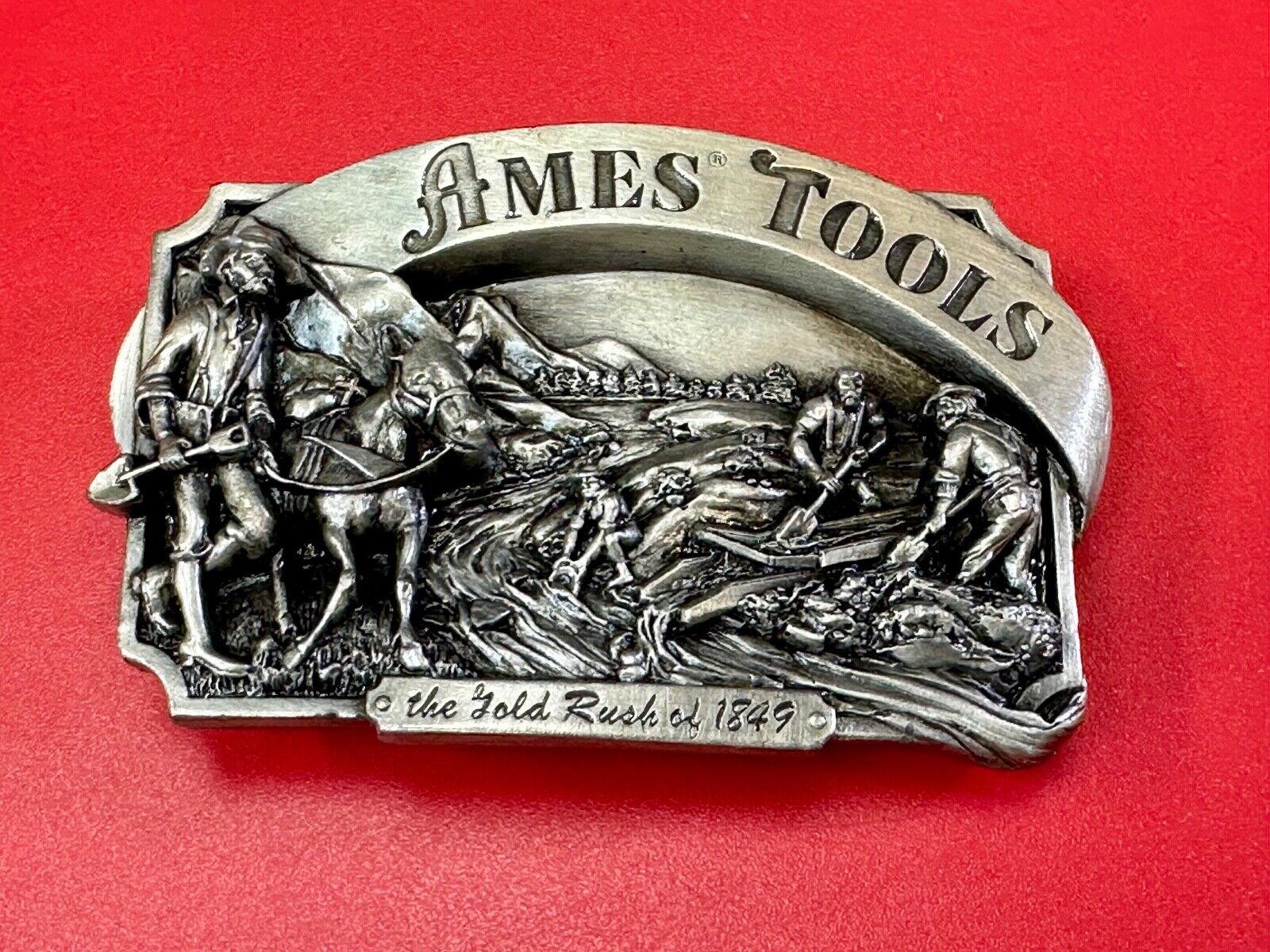 AMES TOOLS - Gold rush of 1849 Siskiyou 1985 Belt Buckle Lawn and garden supply