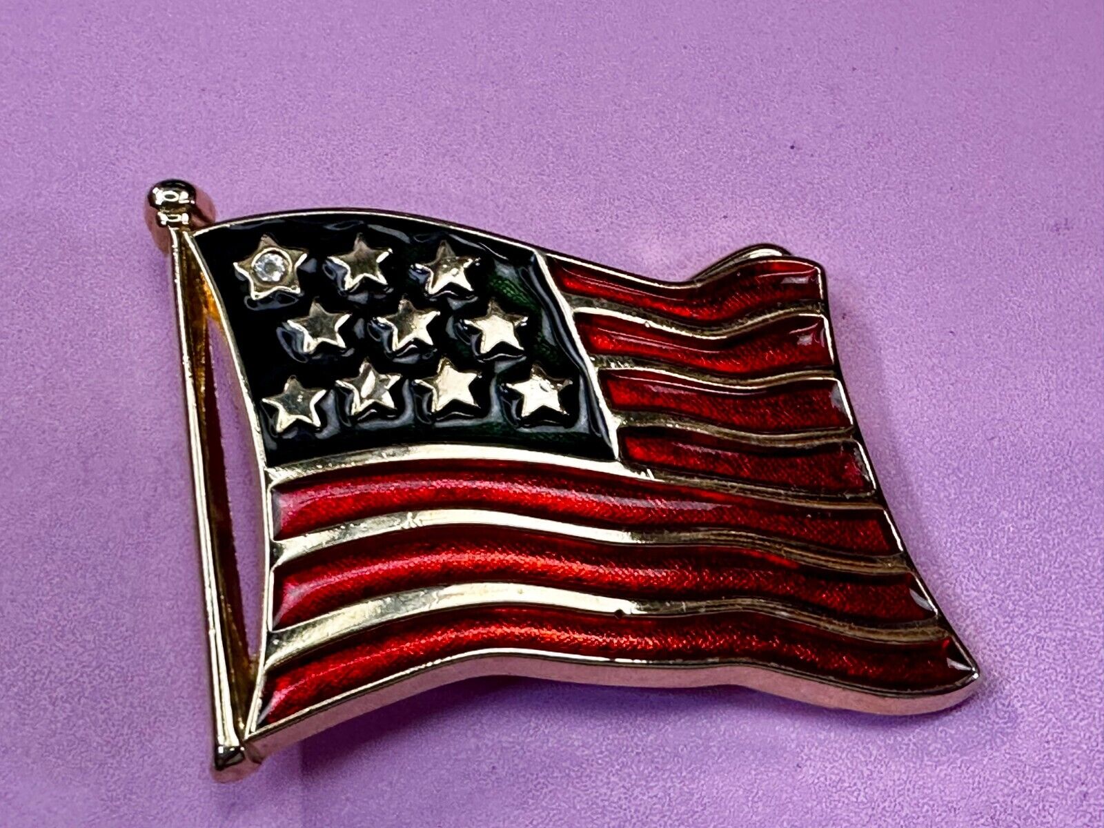 American Flag USA Stars and Stripe Enameled Patriotic United States Belt Buckle