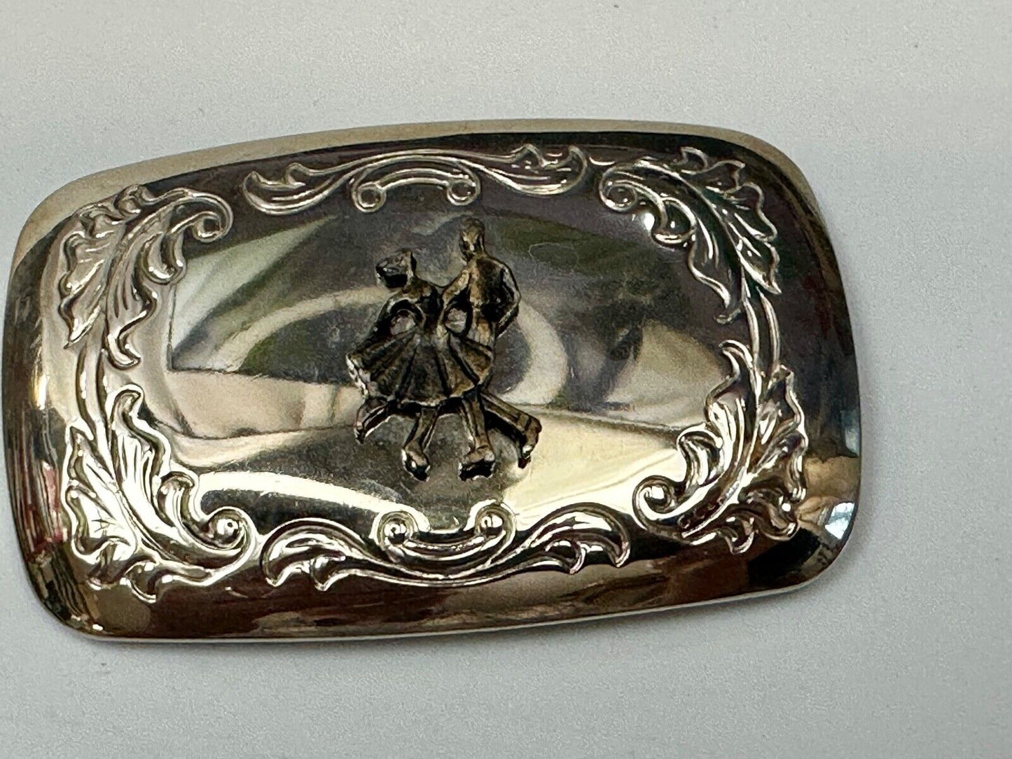 USA made Dancing Couple County Line Square Style Vintage TwoTone Belt Buckle