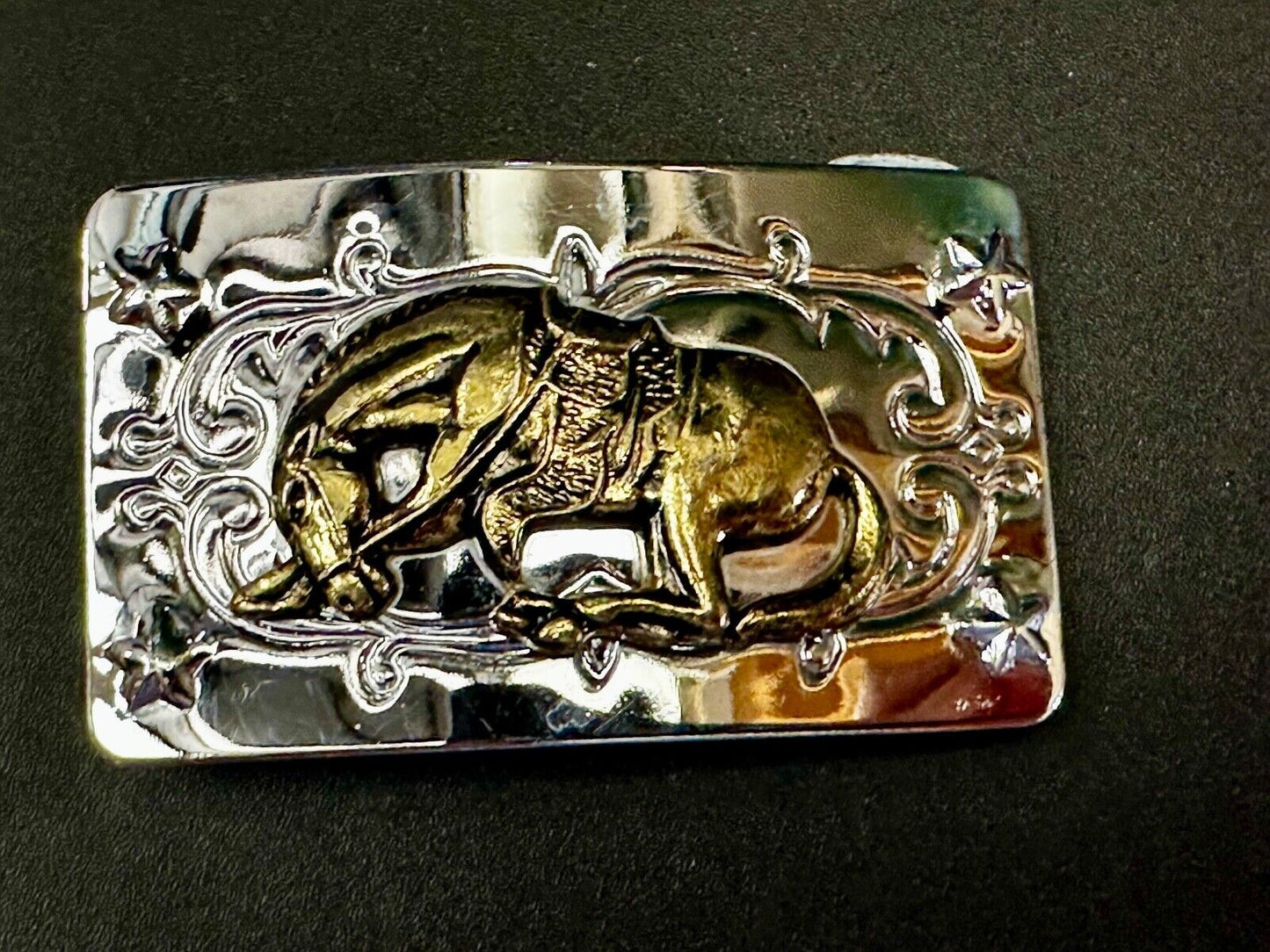 Vintage Horse Cowboy Saddle Buck Bronc western belt buckle