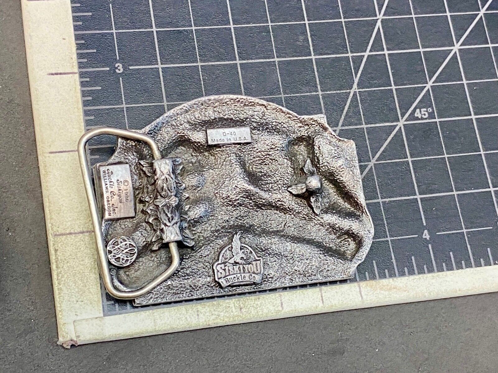 Vintage 1986 ***America*** The Pride Is Back Pewter Buckle By Siskiyou D-40
