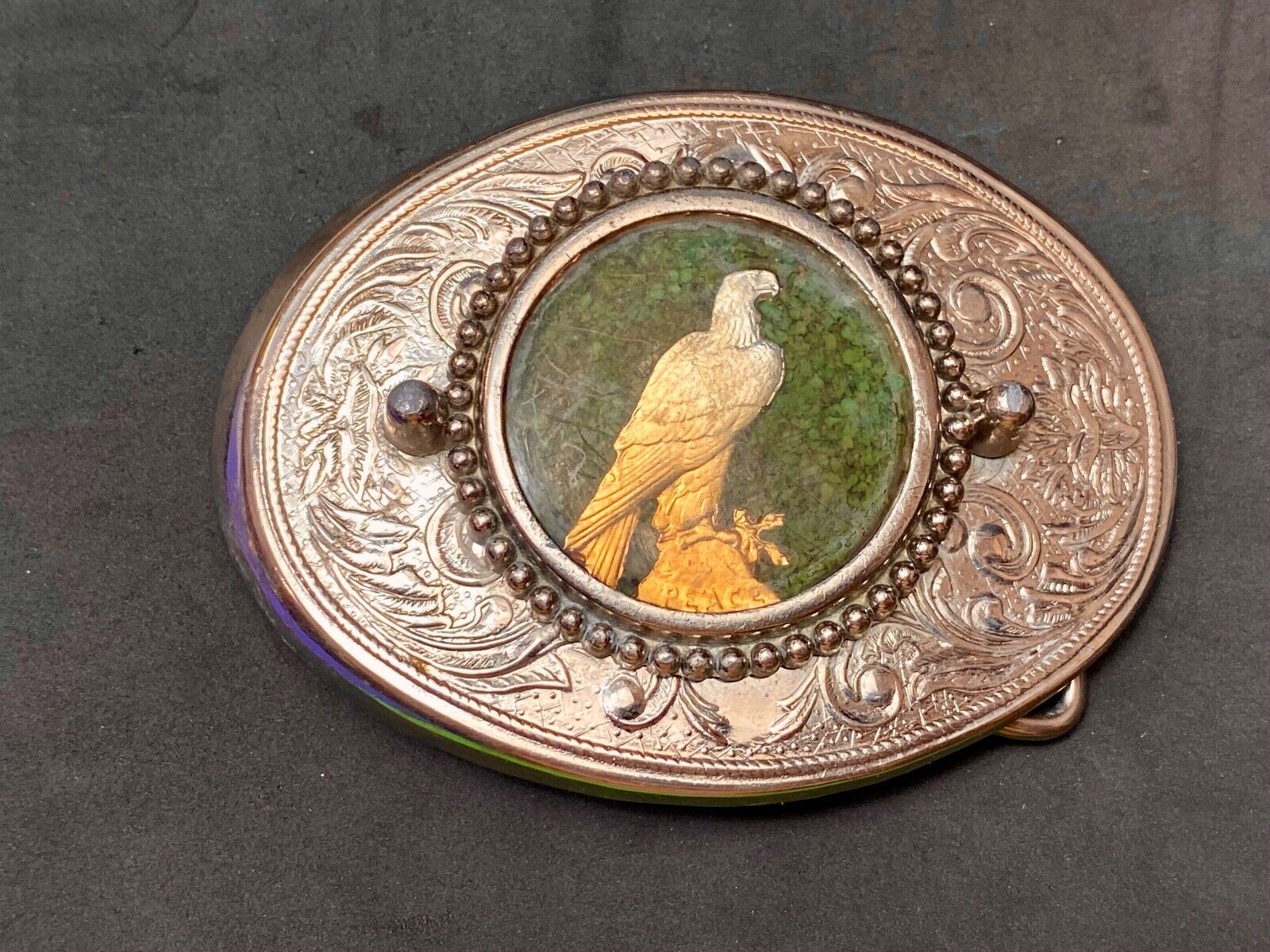American Bald Eagle Patriotic Artisan Painting Centerpiece Western Belt Buckle
