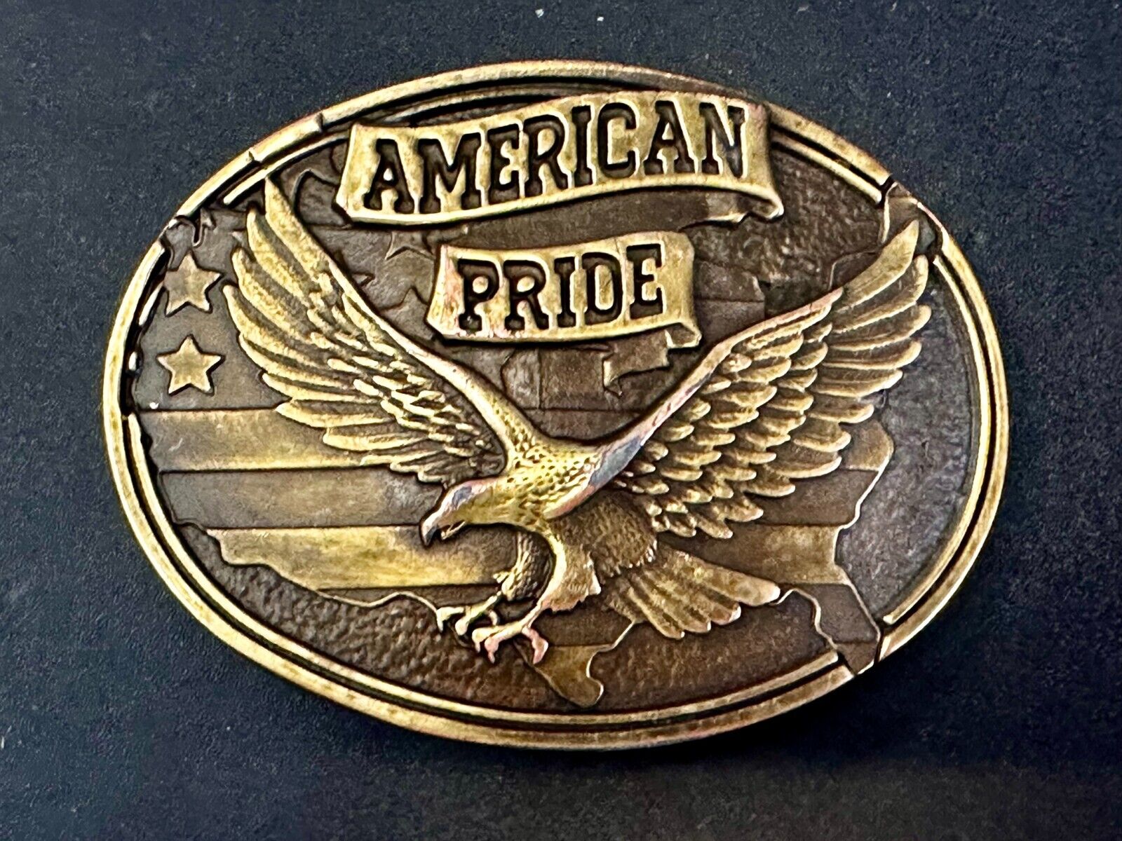 American Pride USA Flag Patriotic Bald Eagle United States Oval Belt Buckle